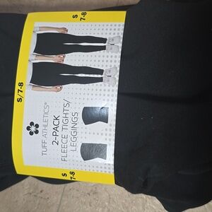 Tuff Athletics Girls 2 Pack Fleece Tights Black , New
